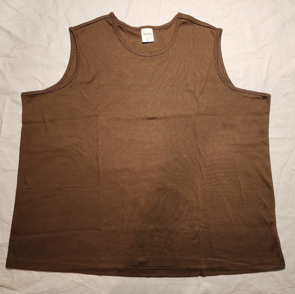 Blair Tank Top Women's 2XL Brown Shirt Sleeveless Round Neck Tank Top